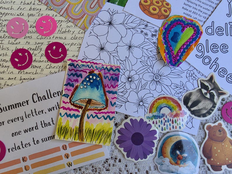 The BEST Snail Mail Club In The WORLD, Happy Mail Bundle, Whimsical Art, Cute Stickers and Fun Mail, Hand Painted Surprises in the Mail, image 9