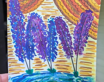 Whimsical Watercolor Painting, Funky Art, Scrapbooking Art, Nature Painting, Floral Painting, Whimsical Art, Gift ideas, Gifts for Art Lover