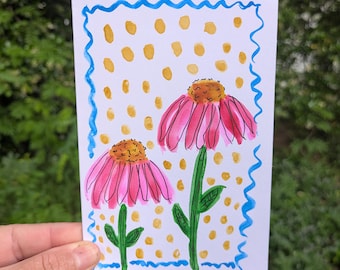 Hand Painted Greeting Cards, Teacher Appreciation, Cards for Any Occasion, Watercolor Flowers Cards for Birthday, Get Well Soon,
