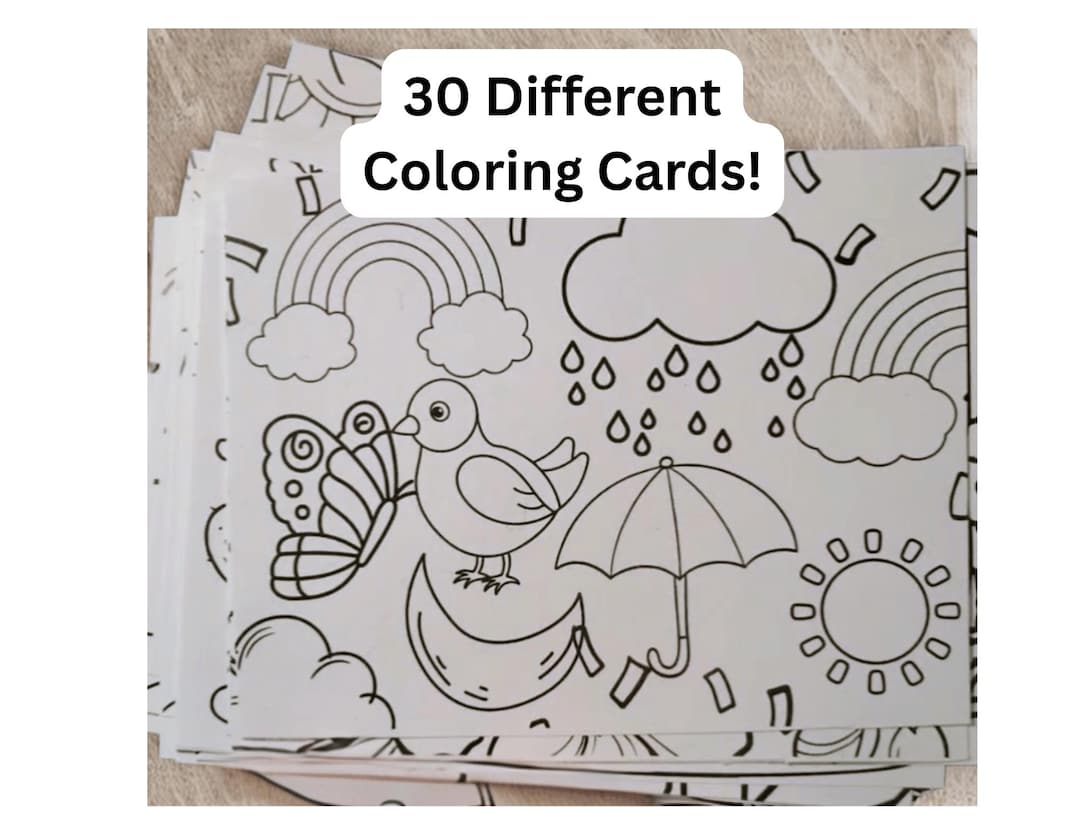 30 Coloring Cards, Coloring Cardstock, One for Everyday Day of the ...