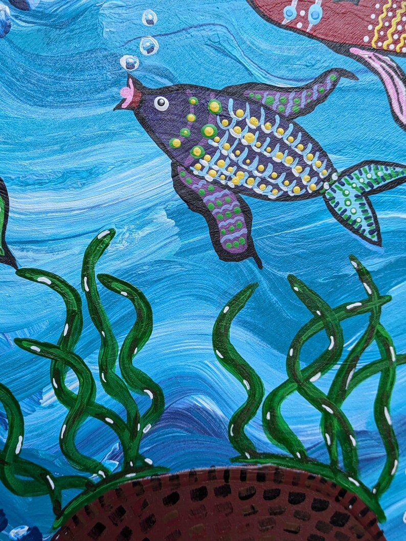 Adorable Hand Painted Fish Painting, Bright and Colorful Fish, Original