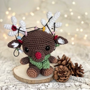 PDF Larry the reindeer crochet pattern - DIY amigurumi christmas animal crocheting ornament decoration