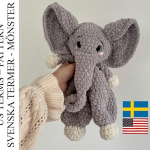 PDF patrón de crochet acurrucar elefante Rosie DIY amigurumi niños bebé - virkmönster elefant snutte