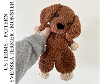 PDF crochet pattern snuggle dog Mango DIY amigurumi kids baby - virkmönster hund snutte