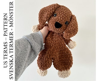 PDF patrón de crochet acurrucar perro Mango DIY amigurumi niños bebé - virkmönster hund snutte