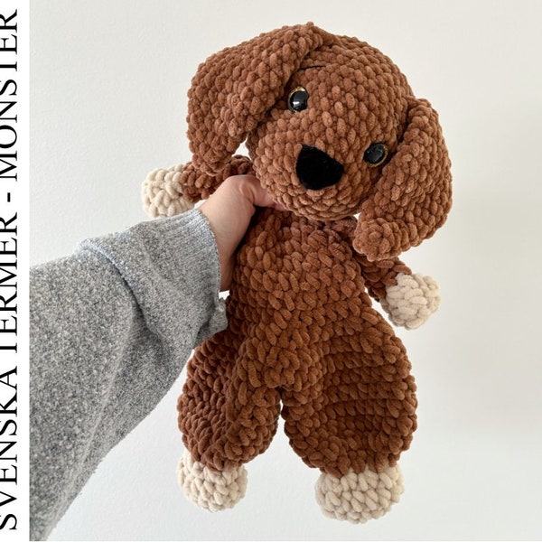 PDF crochet pattern snuggle dog Mango DIY amigurumi kids baby - virkmönster hund snutte