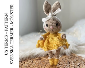 PDF Luna the bunny crochet pattern - DIY amigurumi animal crocheting toys virkmönster kaninen Luna
