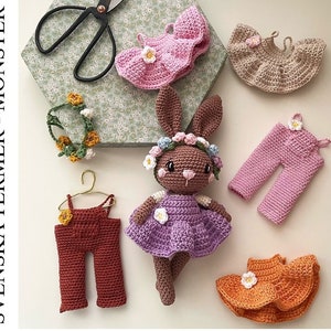 PDF Stella the bunny crochet pattern - DIY amigurumi animal crocheting toys dolls virkmönster kaninen Stella