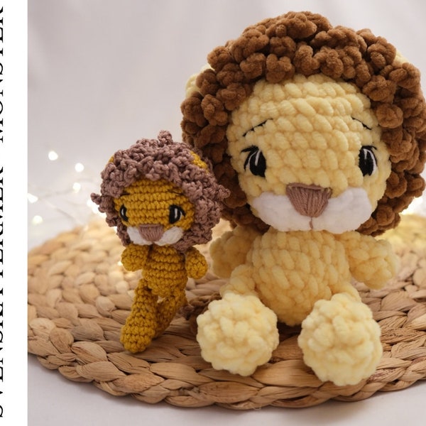 PDF Adam the lion crochet pattern - DIY amigurumi animal crocheting toys dolls virkmönster lejonet Adam