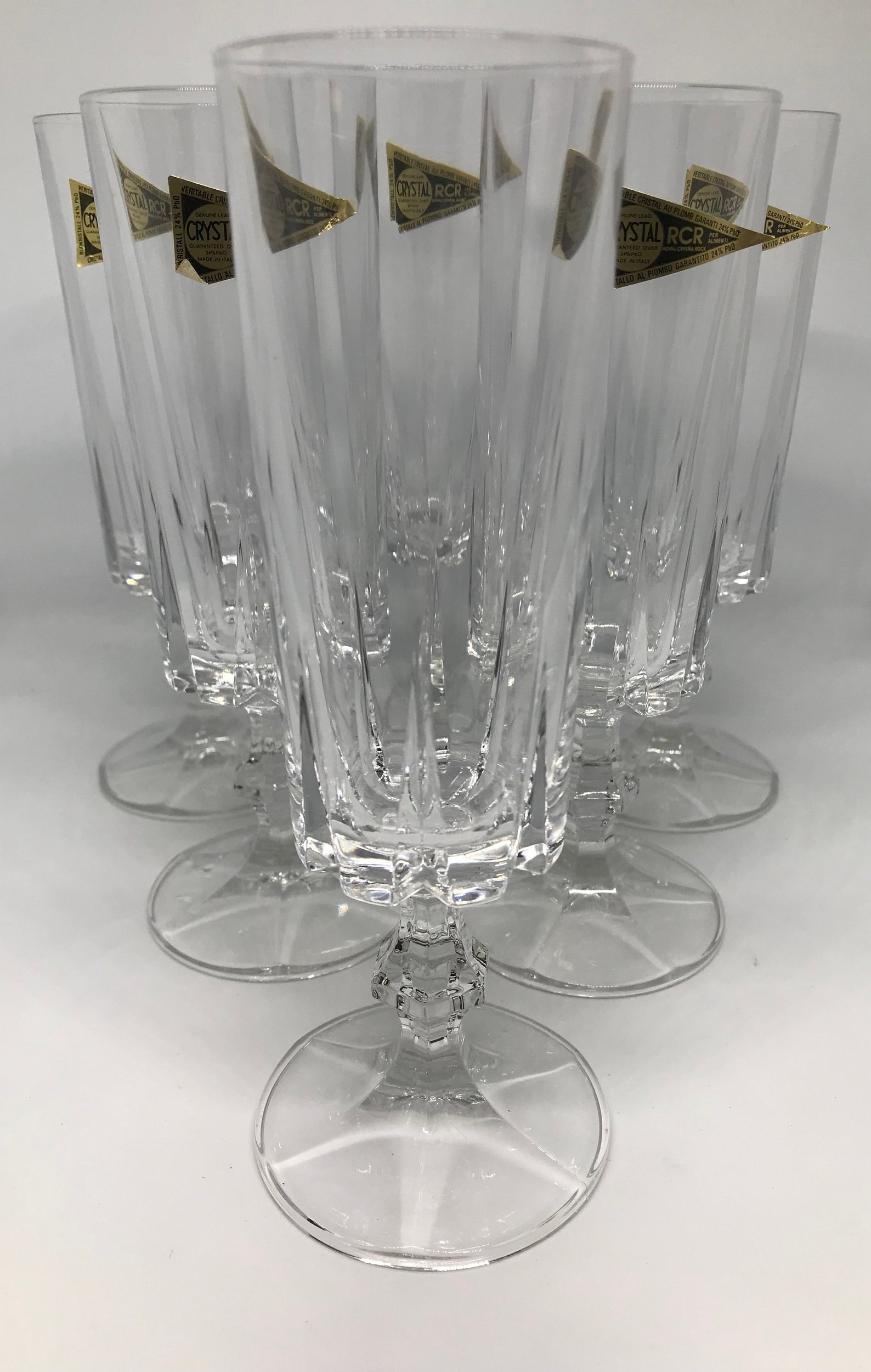 6 Short Stemmed RCA Lead Crystal Champagne Glasses Made in Etsy