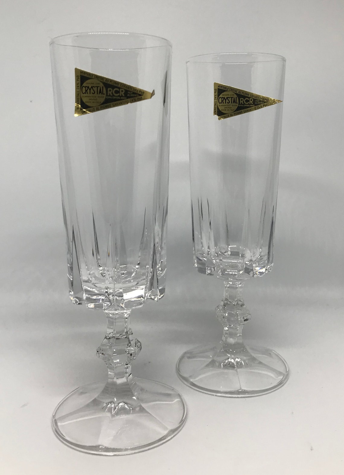 6 Short Stemmed RCA Lead Crystal Champagne Glasses Made in Etsy