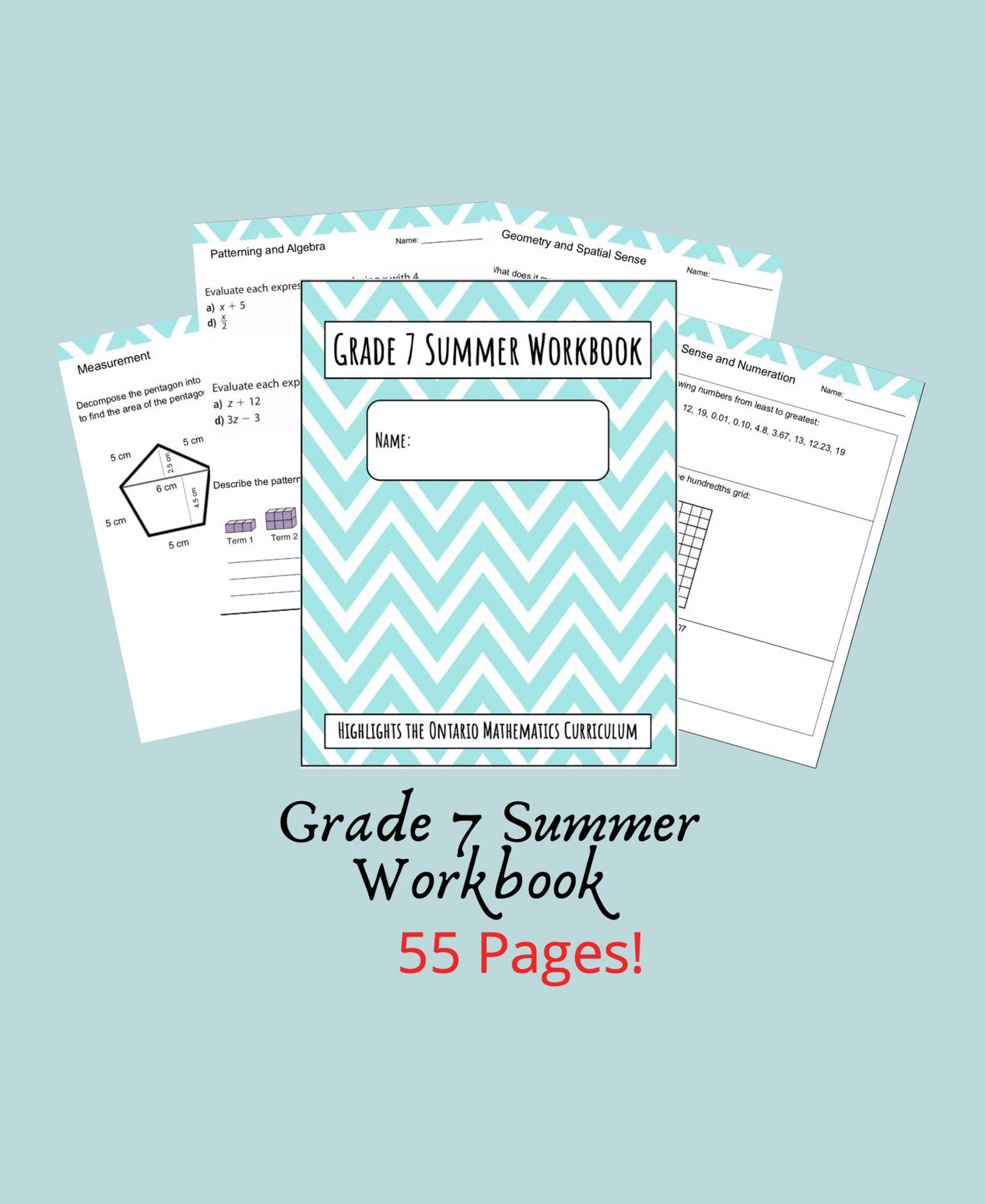 Grade 7 Summer Math Workbook Ontario Math Curriculum Etsy