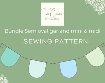 Fabric Bunting Sewing Pattern Bundle PDF | Mini + Midi Garland Patterns | DIY Flag Banner Set | Scrap Fabric Sewing Project