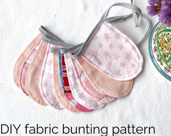 Mini Fabric Bunting Sewing Pattern PDF | Delicate Garland Tutorial | Small Flag Banner Pattern | Scrap Fabric Sewing Project
