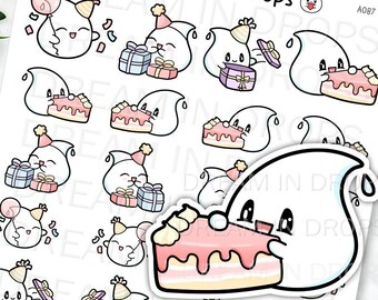 Birthday Planner stickers, gift box stickers, present stickers, kawaii birthday, cute birthday, celebration stickers, christmas gift sticker