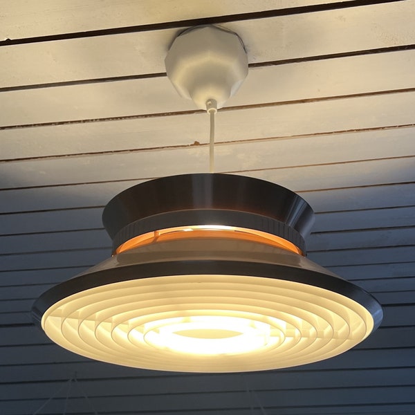 Vintage Copper & Aluminium Pendant Lamp by Carl Thore for Granhaga, 1960s Scandinavian Design Ceiling light