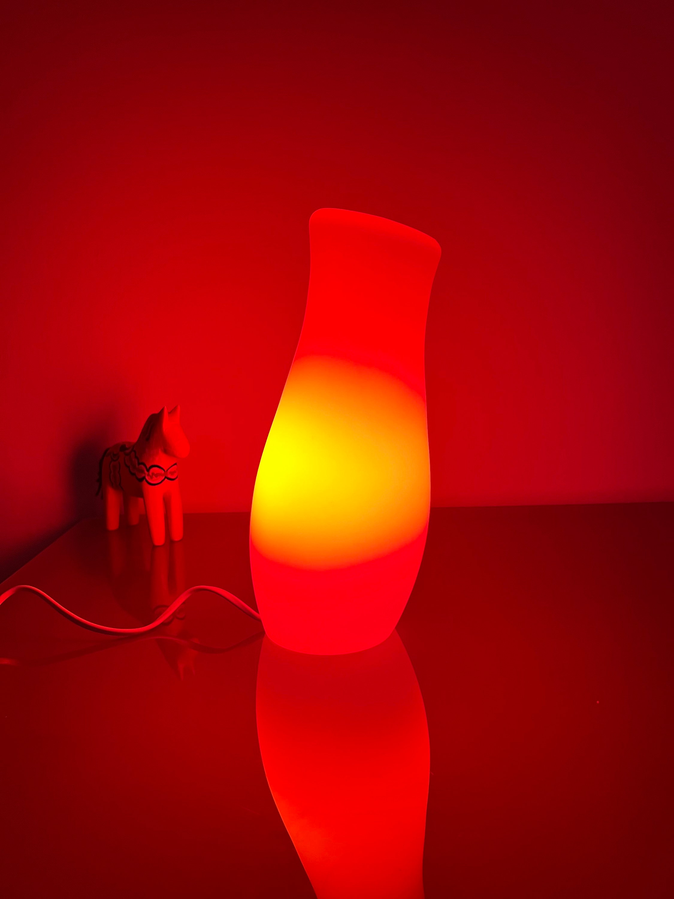 Retro IKEA Mylonit Red, Green Glass Lamp - from 2002 - Retro Glass - Handmade Mood Light by K Leibel & K Anderson
