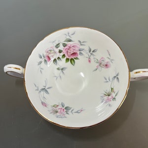 Vintage Royal Tuscan, Lady Sylvia Double Handle Soup Bowl, Fine Bone China, Made in England. Antique from 1970s.