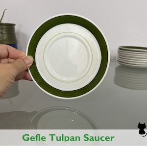Gefle Tulpan Saucer for Coffee Cup, designed by Helmer Ringström. Antique Porcelain from 1960s. Made in Sweden.