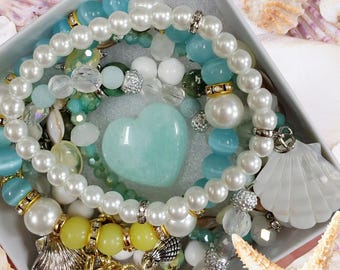 Caja de regalo para pulseras con temática oceánica