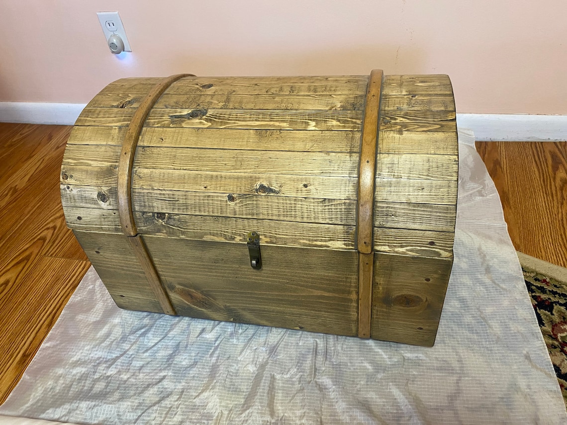 Wooden Round Top Decorative Chest 16x14.5x24 Etsy