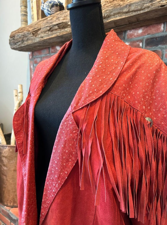 Vintage Red Suede Fringe Jacket