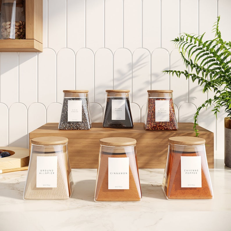 Set of 6 ornate 12oz Tapered Kitchen Pantry Glass Jars With Etsy