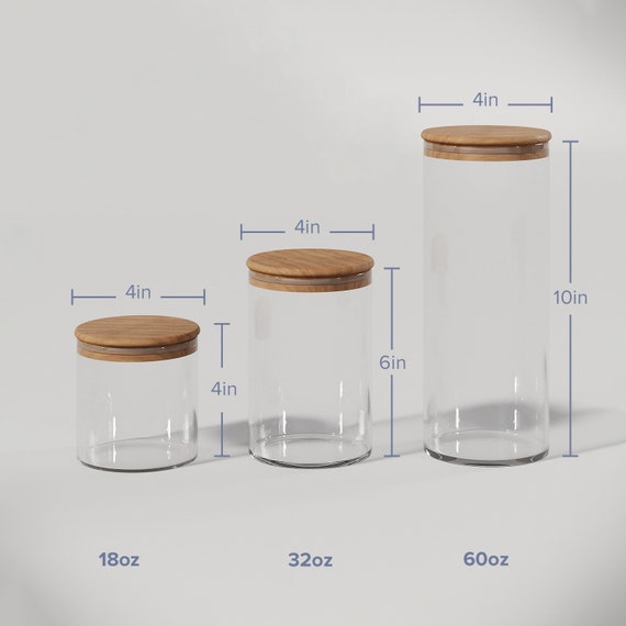 8 Piece Premium Borosilicate Glass Jars with Bamboo Air Tight Lids, Multi Size for Kitchen, Bathroom, Craft, Home, and Business