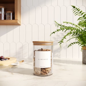 32oz - MICHIN - Glass Kitchen Pantry Storage Jars with Airtight Bamboo Seal Lid