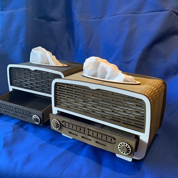 Kosmetiktücherbox /Taschentuchbox "Retro Radio" aus Holz