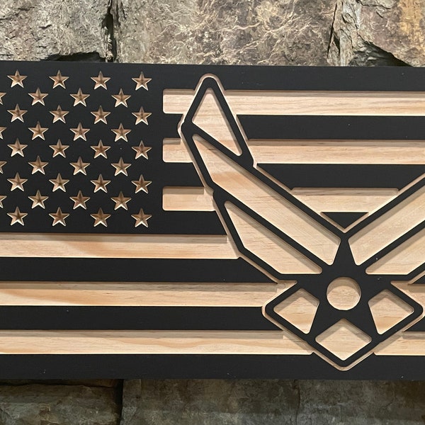 Customizable Air Force Wood Flag