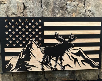 Customizable Moose Mountain Scene Flag