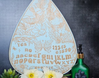 Blue Bohemian Nature Inspired Planchette Spirit Board | Divination Decorative | Scrying | Ouija Board