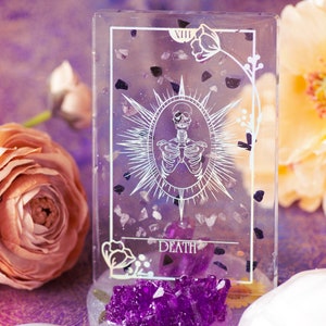 Holographic Resin Tarot Card | Flowers Mystical Tarot Deck | Divination Decorative | Death