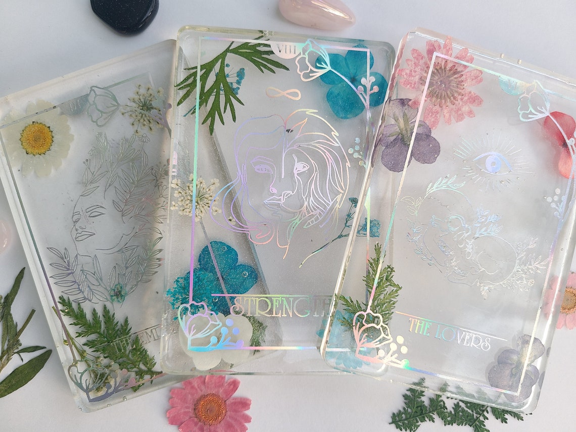 Holographic Resin Tarot Card Flowers Mystical Tarot Deck - Etsy