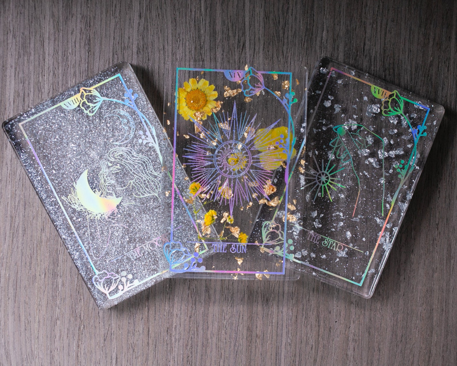 Holographic Resin Tarot Card Full Set of 22 Flowers Mystical - Etsy