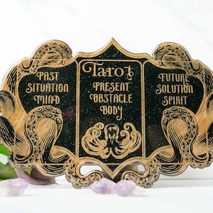 NOVITÀ! Tavola dei tarocchi in legno con 3 carte / Tavola dei tarocchi del polpo / Tavola decorativa per divinazione / Tavola delle carte dell'oracolo
