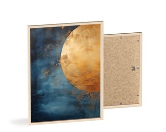 Gold Moon Indigo Sky Framed Print