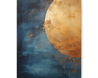 Gold Moon Indigo Sky Canvas