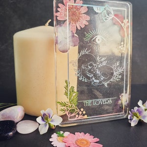 Holographic Resin Tarot Card Flowers Mystical Tarot Deck Divination Decorative The Moon image 7