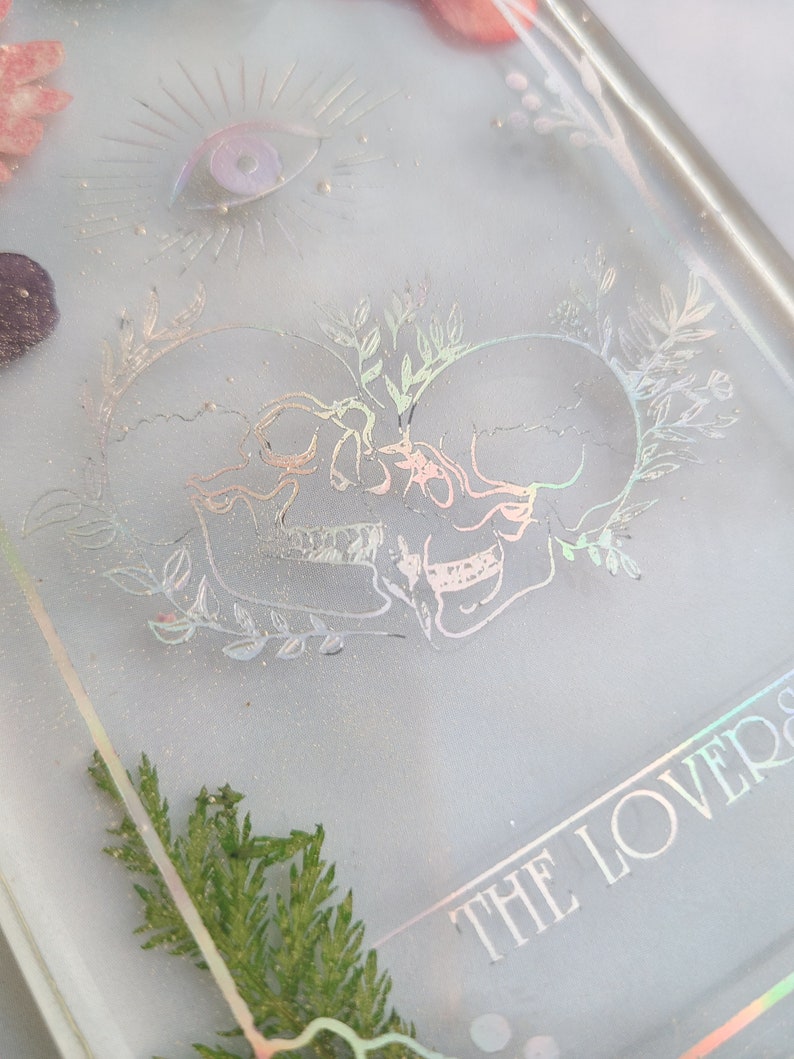 Holographic Resin Tarot Card Flowers Mystical Tarot Deck Divination Decorative The Moon image 10