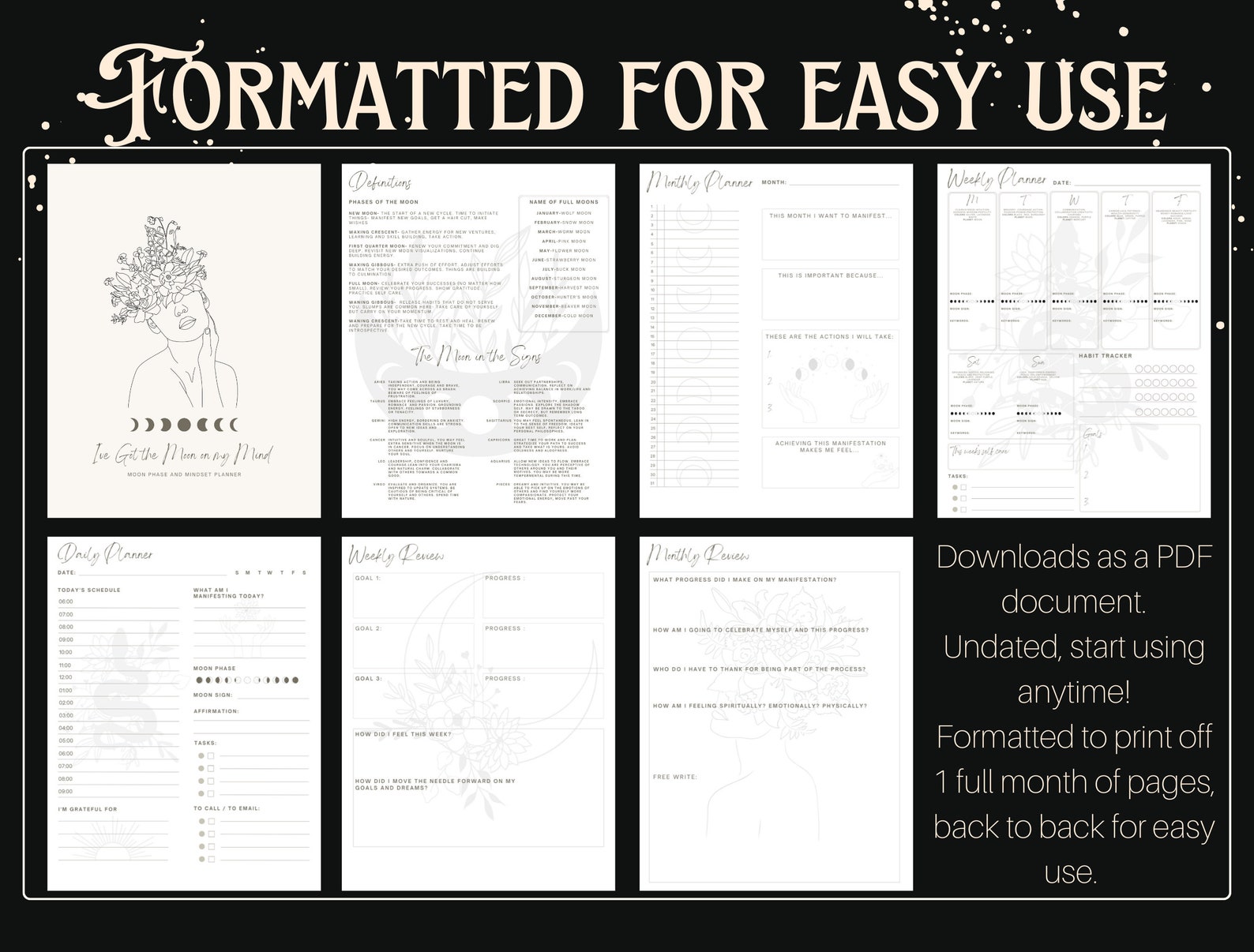 Moon Cycle Planner-printable PDF - Etsy Canada