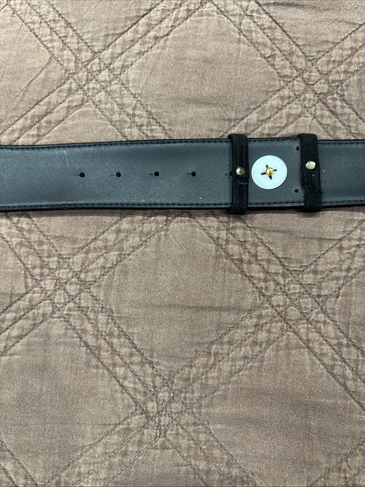 Vintage 80\'s Wide‎ V Belt Black Suede Ornate Gold Etched Hook Buckle Art to Wear Vintage 80 main image 2