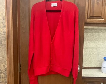 Vintage Christian Dior red Orlon acrylic cardigan large