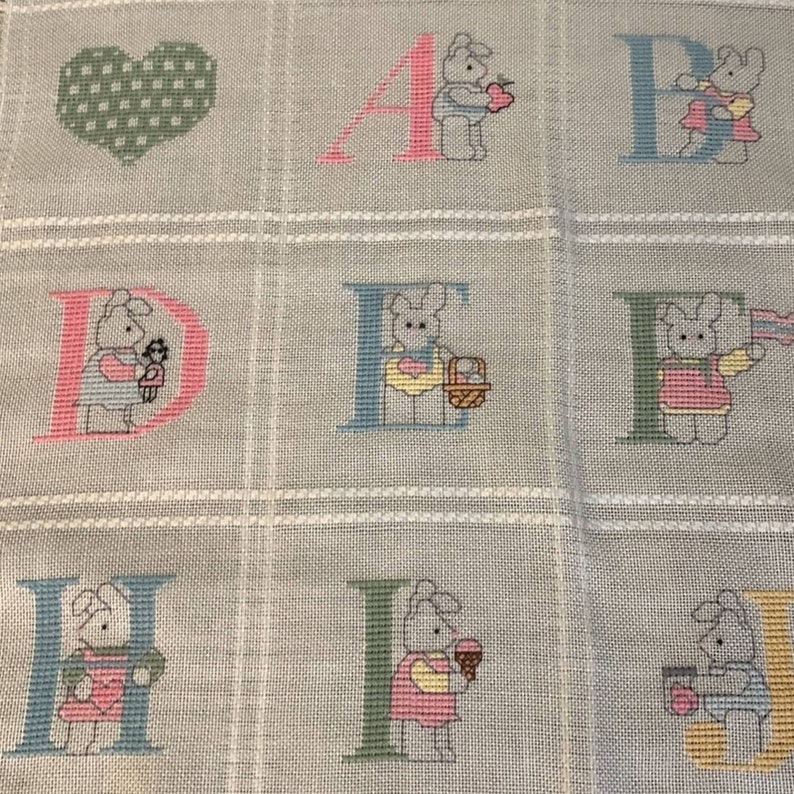 Beautiful Small Cross Stitch Alphabet Baby Blanket Hand Etsy