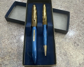 Vintage  Linden Fountain Pen & Pencil Set velvet gold nib