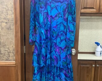 Vintage Ann Hobbs for Cattiva I Magnin blue dress