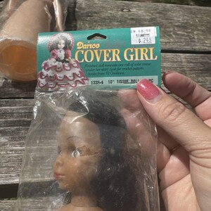 Darice Cover Girl Doll Toilet Tissue Doll 10" Vintage New 1993 Black image 2