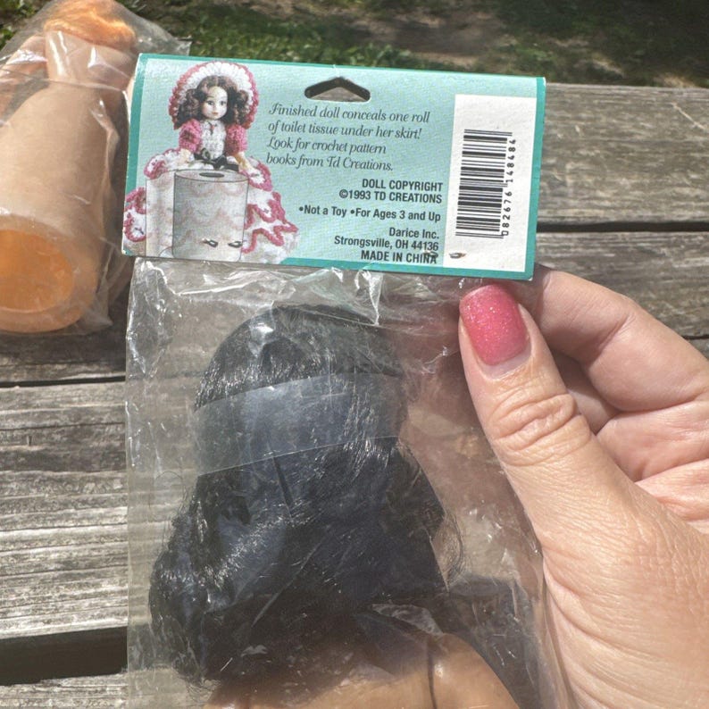 Darice Cover Girl Doll Toilet Tissue Doll 10" Vintage New 1993 Black image 3