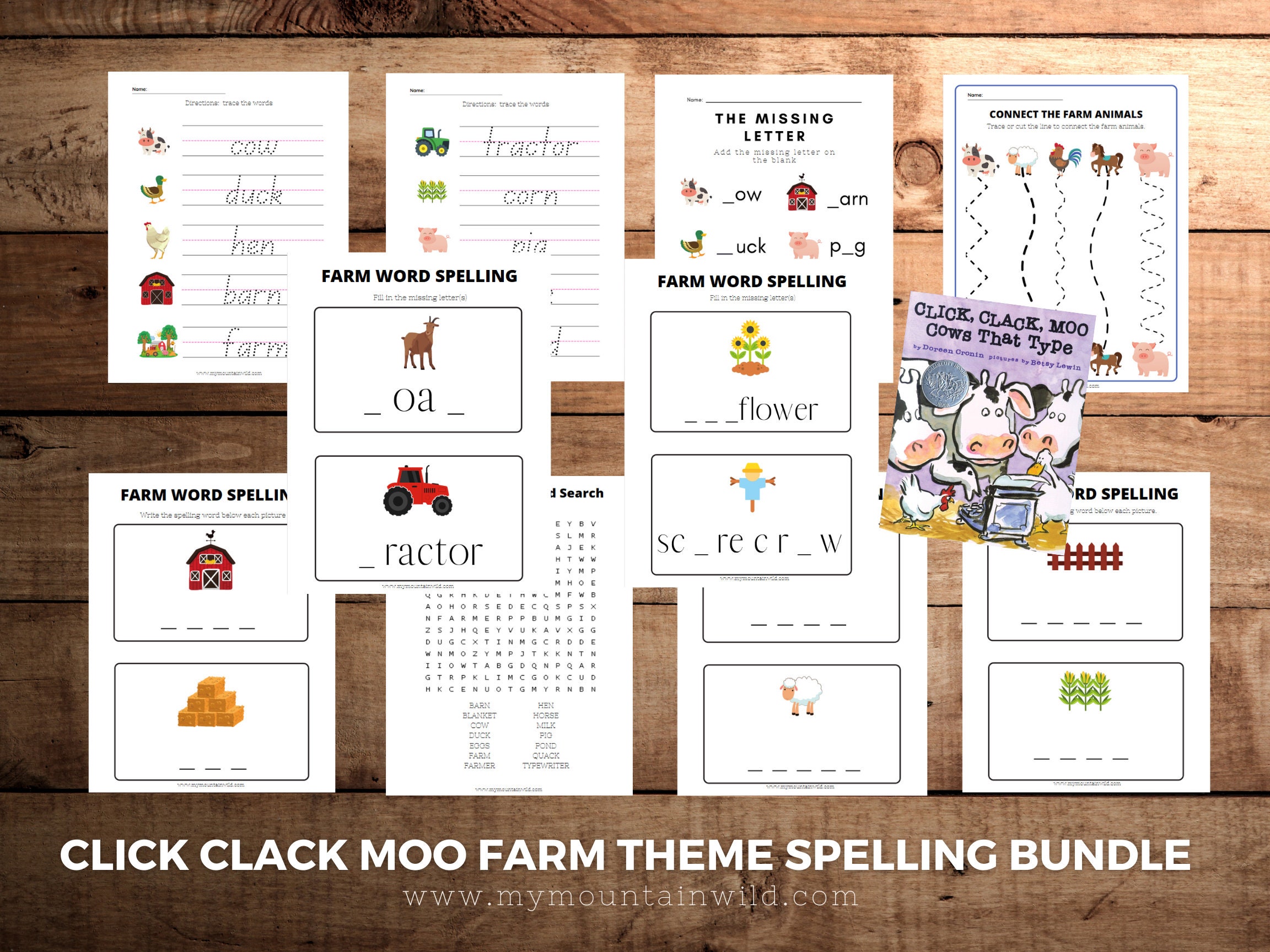 click clack moo farm spelling worksheets etsy australia